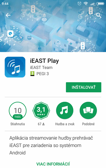 inštalácia aplikácie iEAST Play krok 2